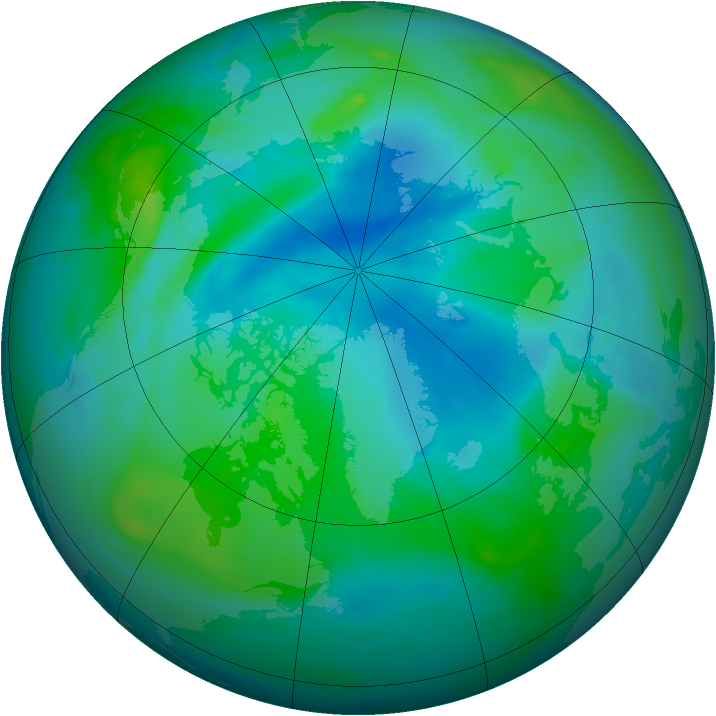 Arctic ozone map for 08 September 2008
